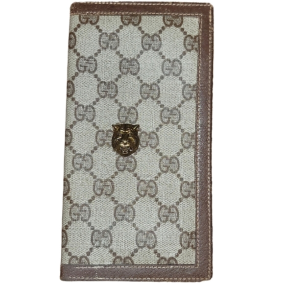 Gucci Gg Supreme Beige/Brown Canvas Cat Animalier Wallet Like New Authentic - Picture 3 of 14